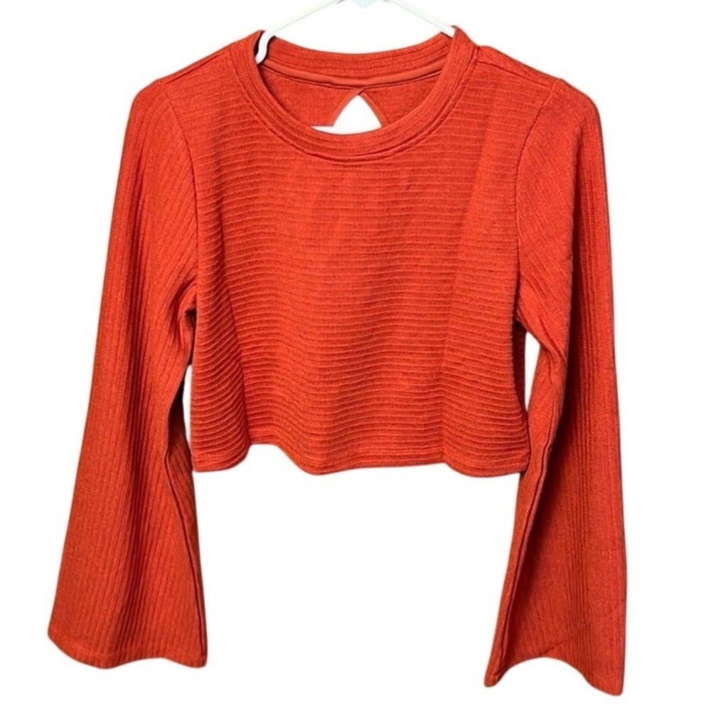 BAND OF THE FREE BOG women Alize Rust LS Cropped Sweater S ribbed NWT‎